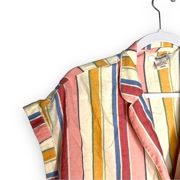 Madewell Bedtime Pajama Shirt Size M Medium Colorful Rainbow Stripe - Picture 5 of 8